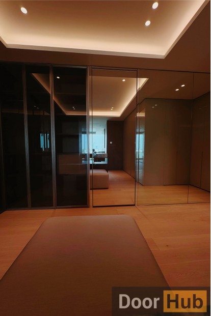 Concealed Mirror Door with Royal Black Anodized Profile – Developer Supply UAE